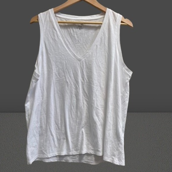 NEW J. Crew Slub Cotton V Neck Tee White XL - Picture 2 of 4